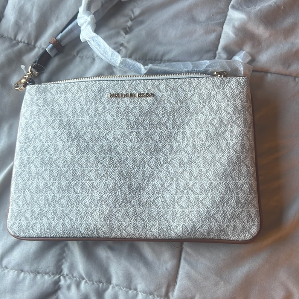 COPY - Michael Kors white and tan cross body bag